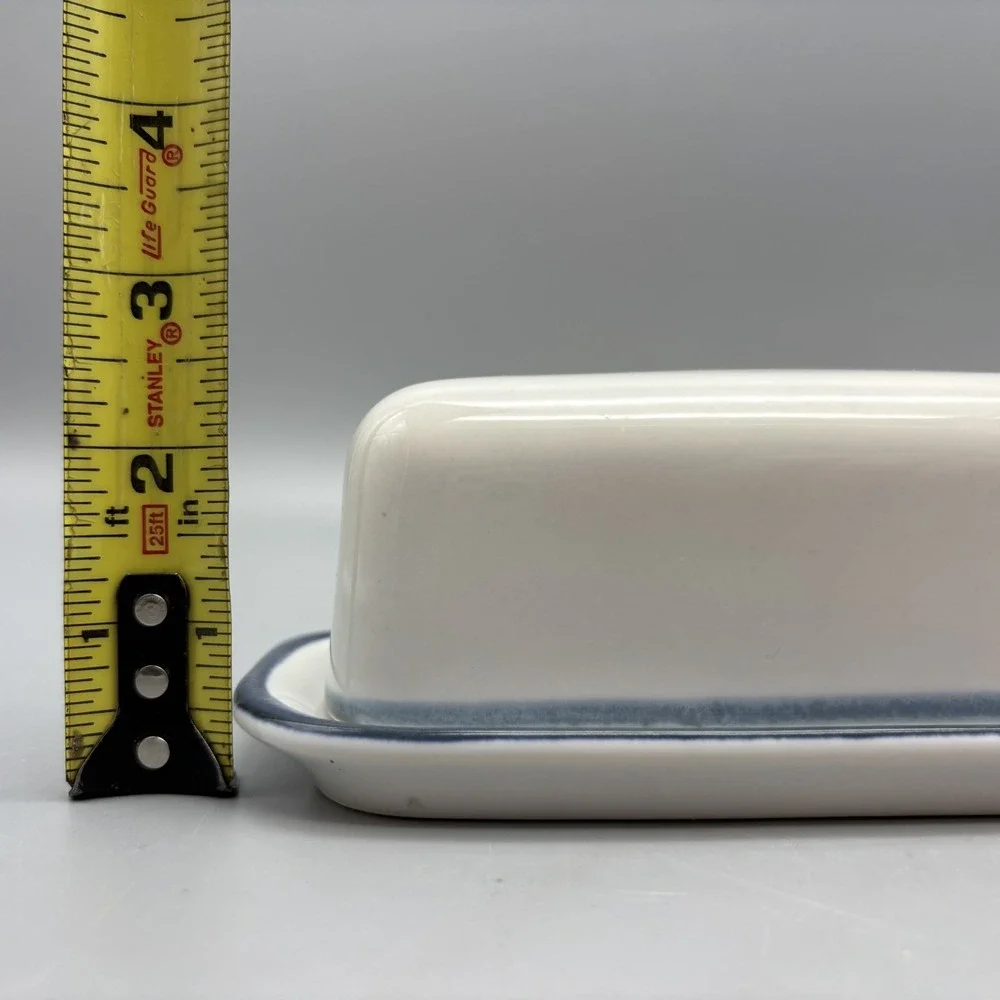 Pfaltzgraff Blue Bands Butter Dish 2 Piece Covered USA 028